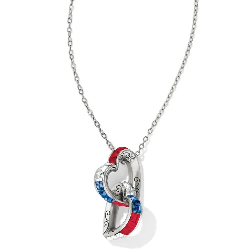 Old style necklaces-Women's Spectrum Hearts Long Necklace In Red-White-Blue