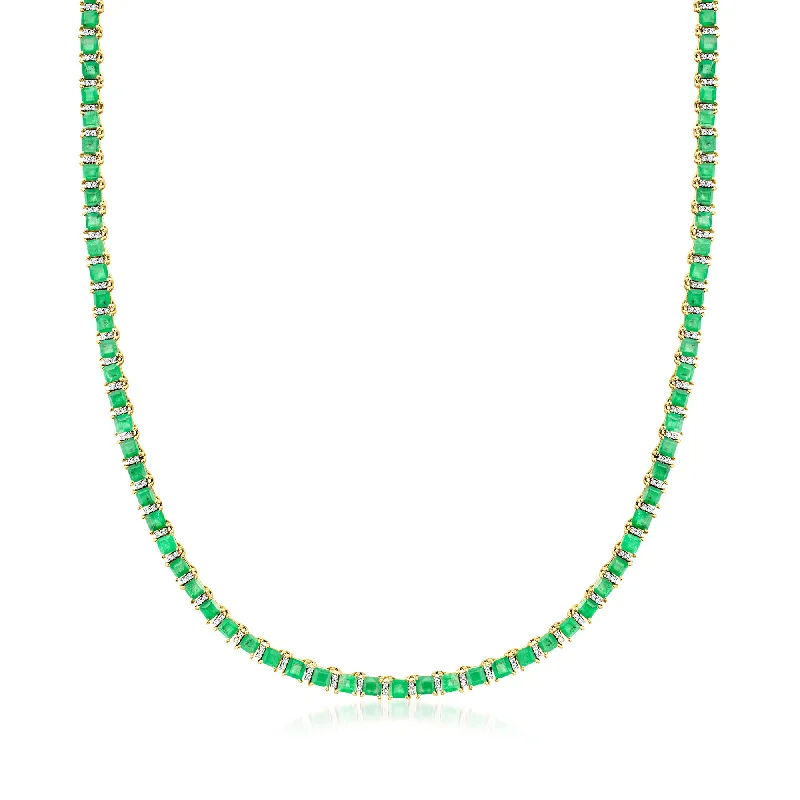 Full moon necklaces-Ross-Simons Emerald and . Diamond Tennis Necklace in 18kt Gold Over Sterling