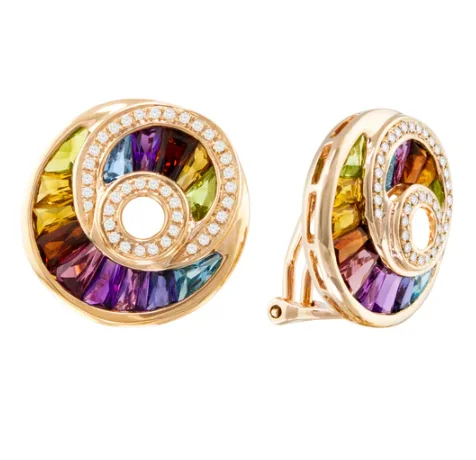 Graceful design earrings-Diamond & Multi Color Gemstone Earrings by Bellarri