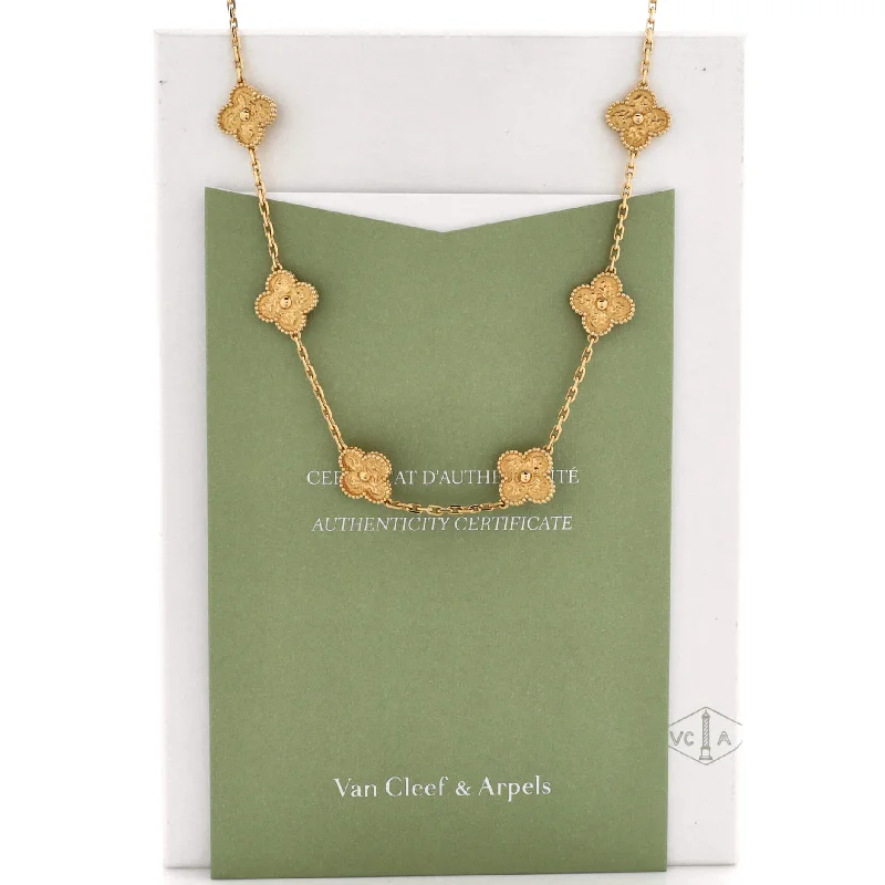 Couple birthstone necklaces-Vintage Alhambra 10 Motifs Necklace 18K Yellow Gold