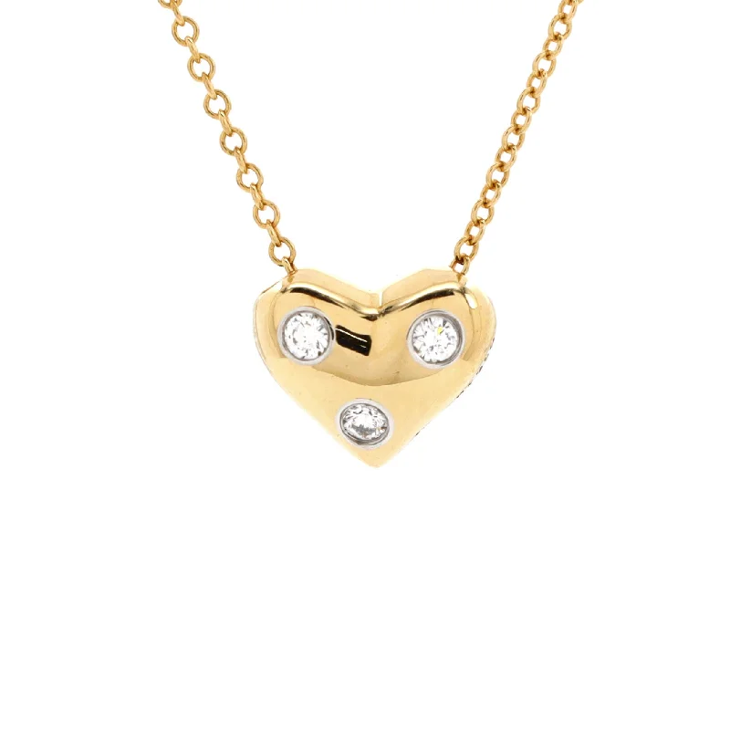 Shiny druzy necklaces-Etoile Heart 3 Diamond Pendant Necklace 18K Yellow Gold with Platinum and Diamonds