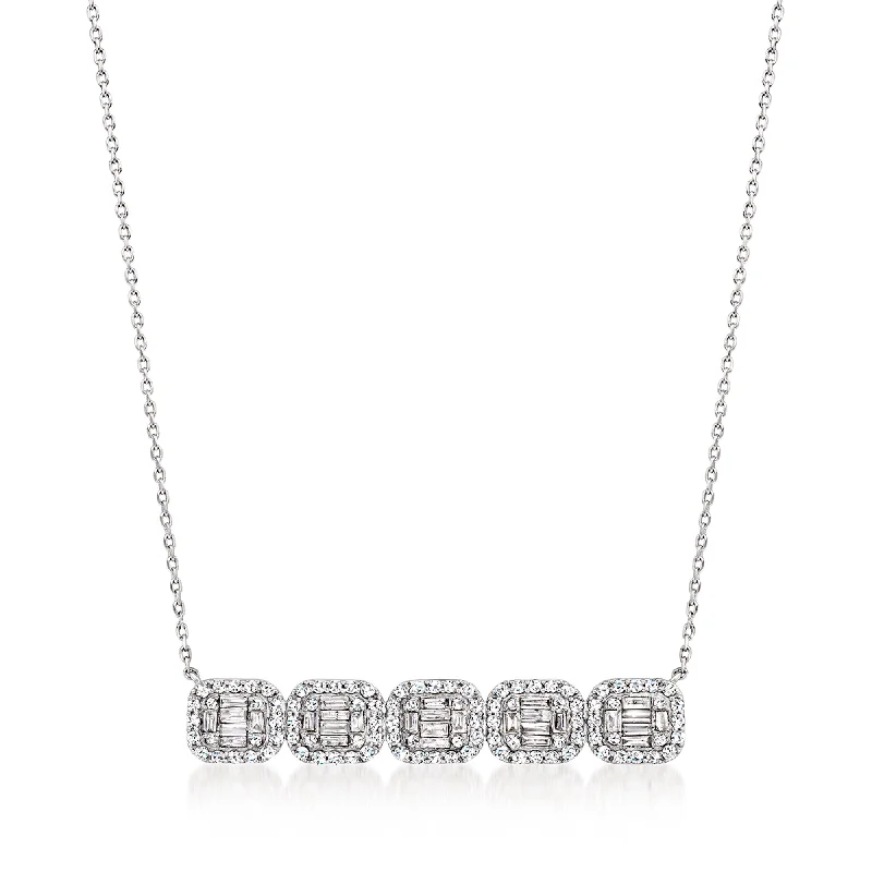 Flow pattern necklaces-Ross-Simons Diamond Cluster Necklace in Sterling Silver