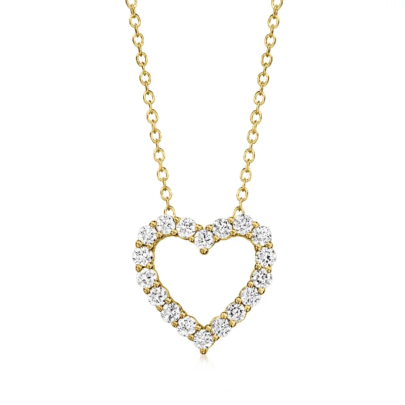 Gothic style necklaces-Ross-Simons Lab-Grown Diamond Heart Pendant Necklace in 18kt Gold Over Sterling