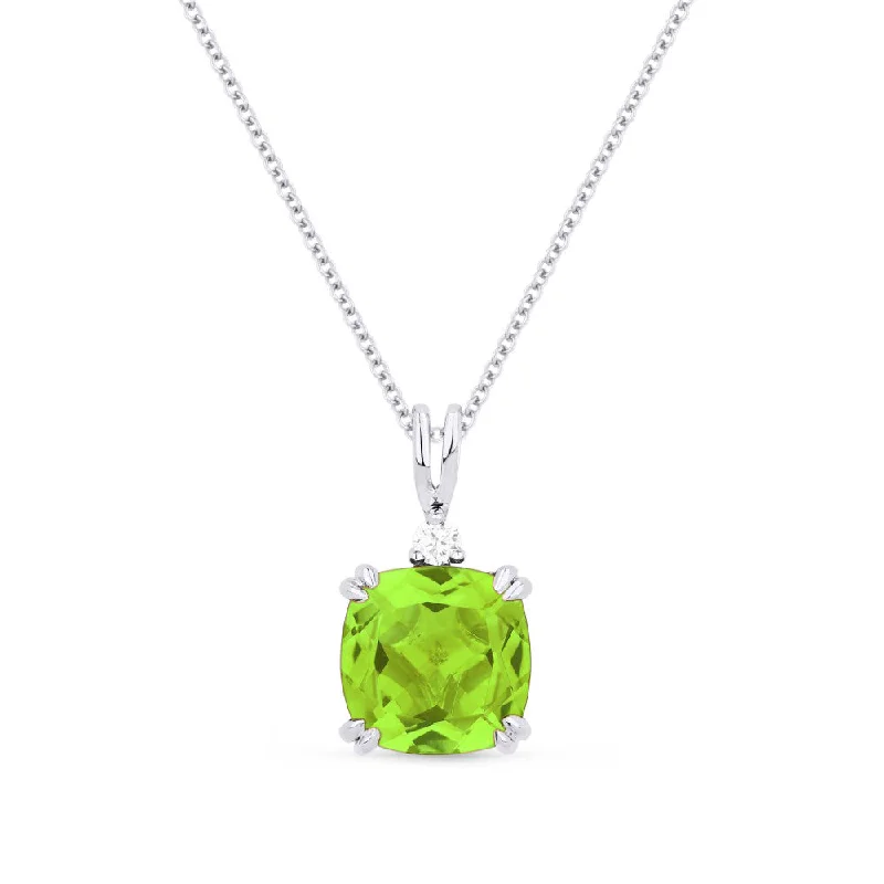 Flow pattern necklaces-2.05Ct Peridot 16"pendant Necklace In 14K White Gold