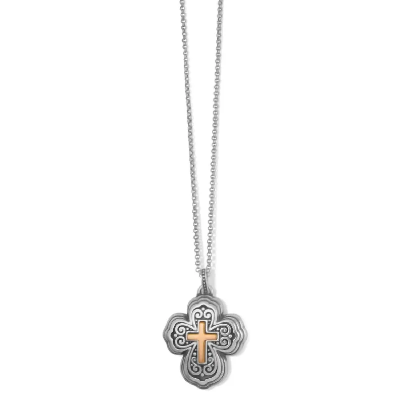 Stranded link necklaces-Women's Crossroads Cross Necklace In Silver-Gold