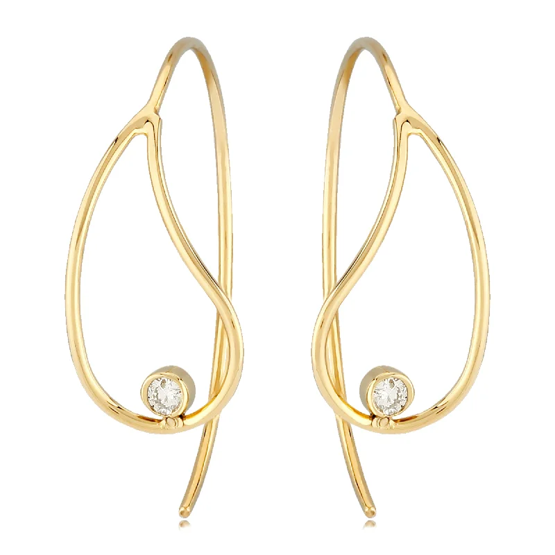 Two-face earrings-14K Yellow Gold 0.06cttw Diamond Tear Drop Earrings