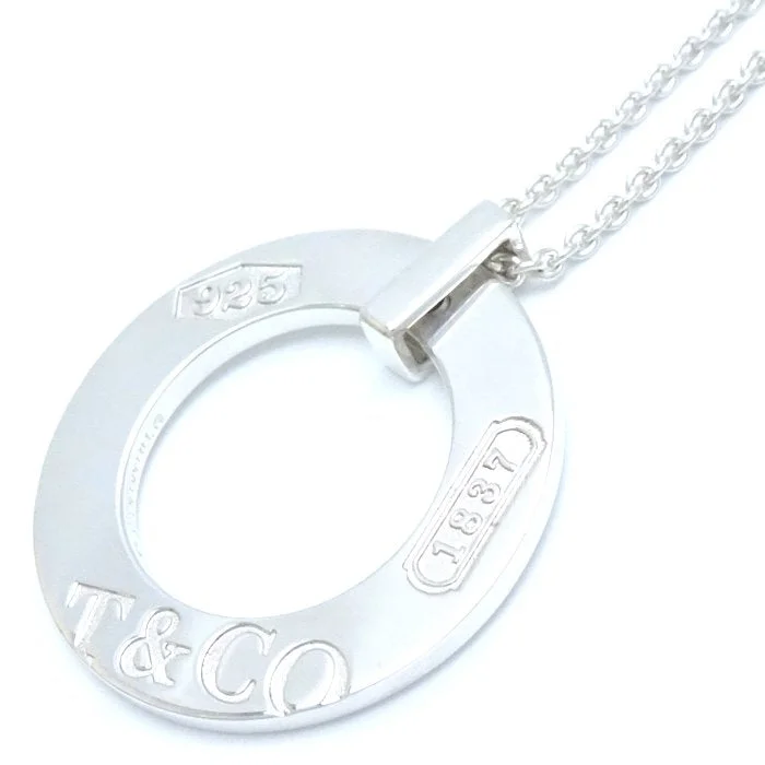 Slanted design necklaces-Tiffany & Co Atlas Circle Silver Necklace