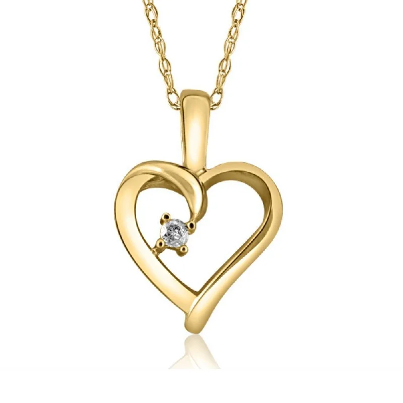 Woven cord necklaces-Heart Shape Solitaire Diamond Pendant Necklace in 14k White Yellow or Rose Gold