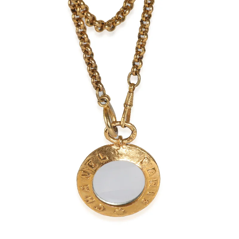 Rustic silver necklaces-Chanel Vintage Magnifying Glass Pendant Necklace Yellow Gold Plated