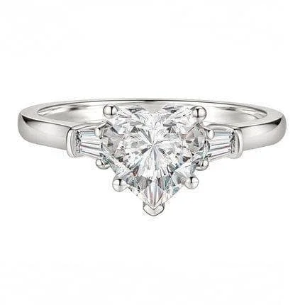 Bold stone rings-2.0 Ct Heart-Shaped Diamond Romantic Ring