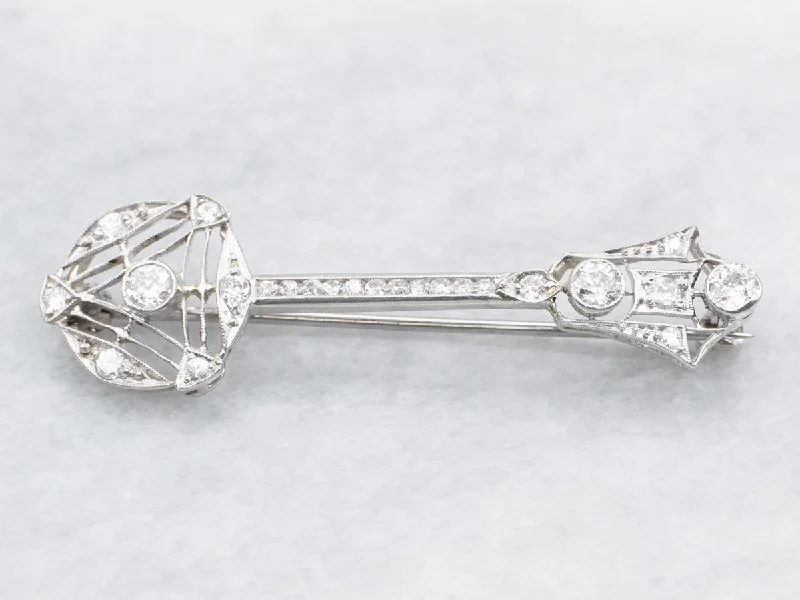 Swarovski crystal brooches-Vintage European Cut Diamond Brooch