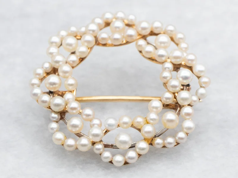 Rose gold brooches-Pearl Wreath Brooch