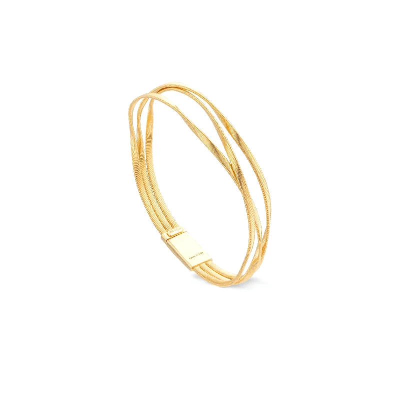 Lily motif bangles-Marco Bicego Marrakech Yellow Gold Hand Twisted 3 Strand Coil Bangle