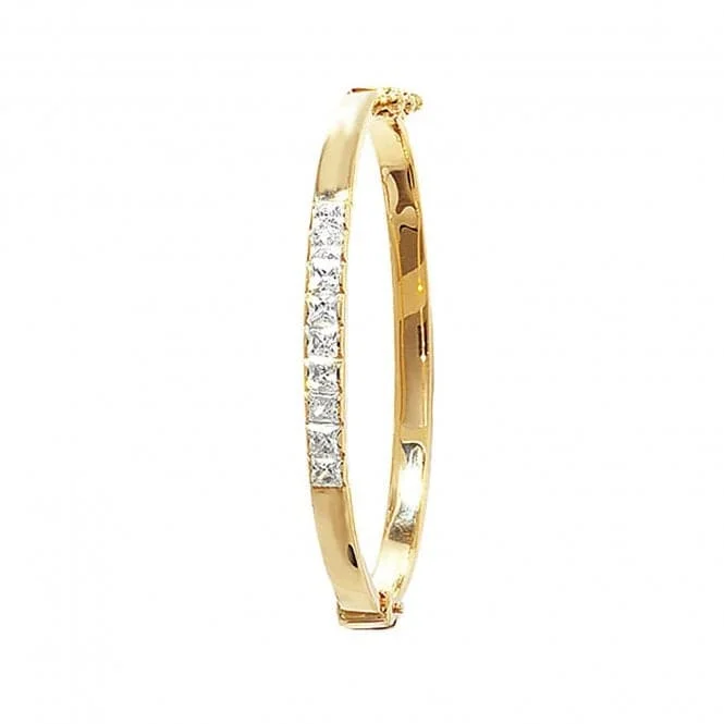 Flow shape bangles-9ct Yellow Gold Babies Zirconia Bangle BN245