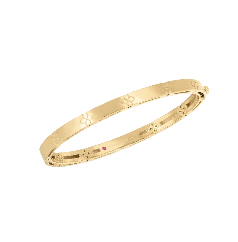 Light enamel bracelets-Roberto Coin Love in Verona Yellow Gold Narrow Width Bangle