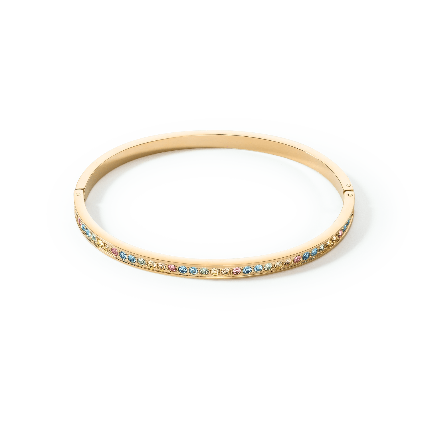 Bright link bracelets-Stainless Steel Crystal Glass Multicolour Pastel Gold Bangle 0127/37-1590