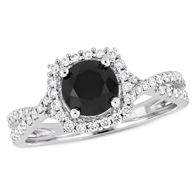 Round shape rings-Mimi & Max 1 1/2ct TW Black White Diamond Infinity Engagement Ring 14k White Gold