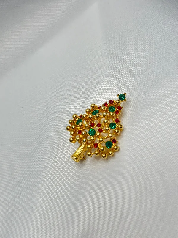 Peacock design brooches-Estate Collection - Brooch - Vintage Rhinestone Christmas Tree Collection