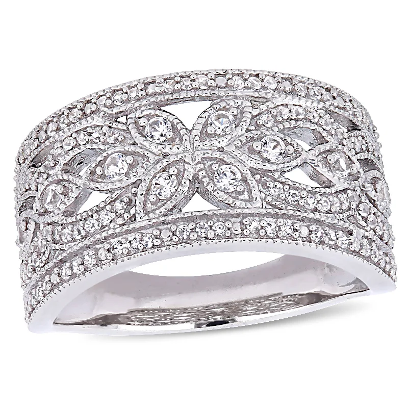 Light enamel rings-Mimi & Max 1 1/3ct TGW Created White Sapphire Filigree Ring 10k White Gold