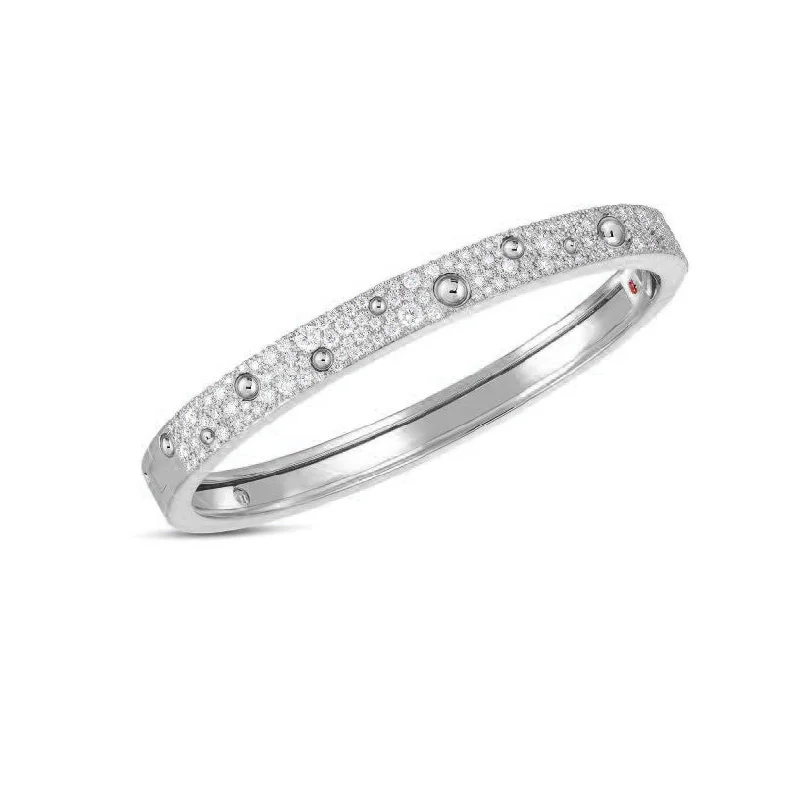 High gloss bracelets-Roberto Coin Pois Moi Luna Diamond Pavé Bangle in 18K White Gold