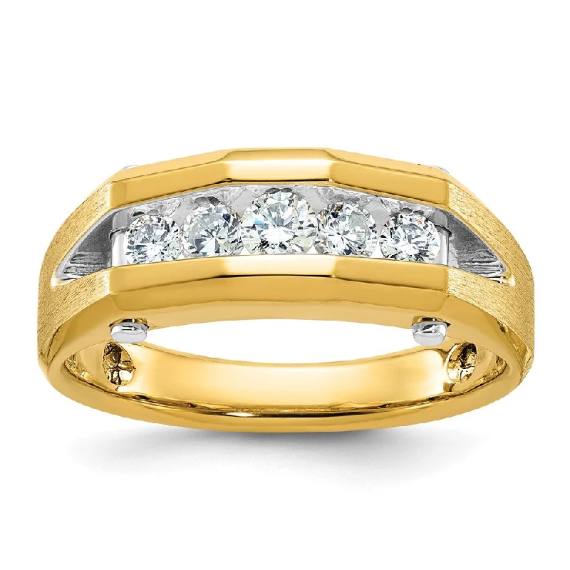 Java tile rings-14k Two-tone Lab Grown Diamond 5-Stone Band Ring 1/2Ct Clarity- VS Color- G-H