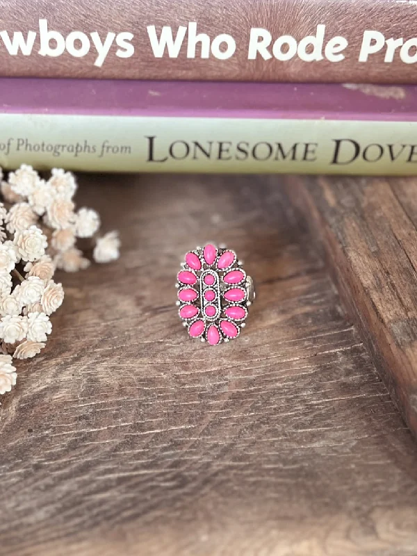 Fine form rings-Pink Stone Concho Stretch Ring