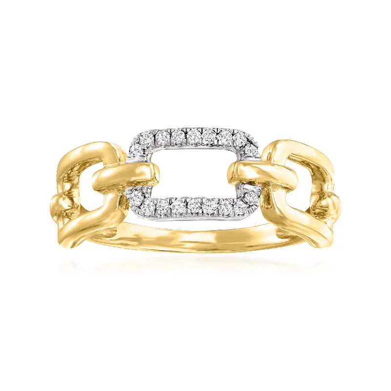 Small pearl rings-Ross-Simons Diamond Paper Clip Link Ring in 14kt 2-Tone Gold