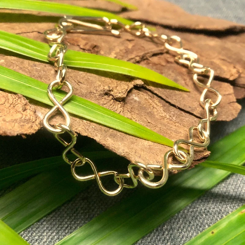 Braided fiber bracelets-14K Gold Infinity Hand Chain