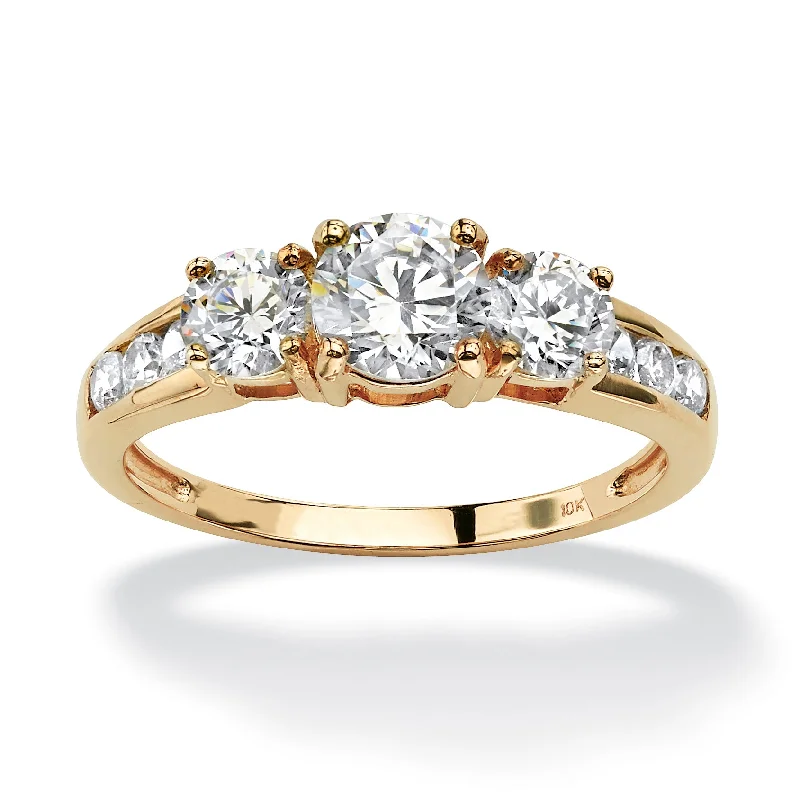 Flex open rings-1.97 TCW Round Cubic Zirconia Ring in 10k Gold