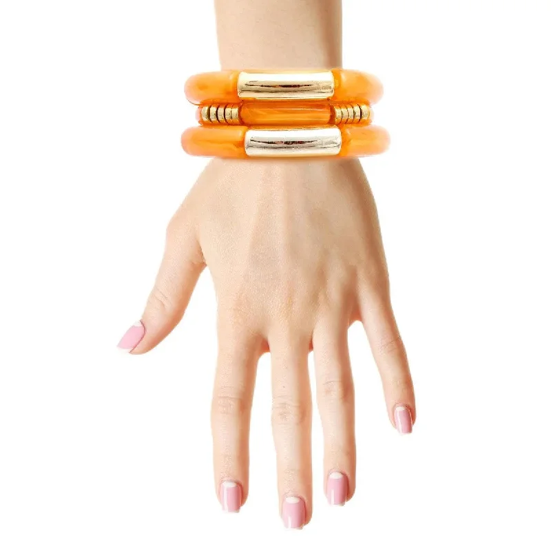 Bright link bracelets-Tube Stretch Bangle: Stylish Set for Any Look