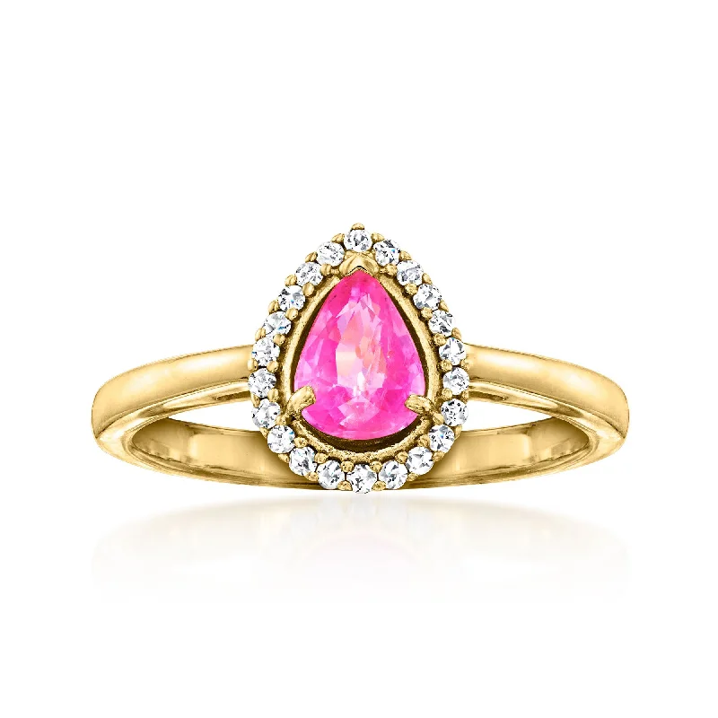 Lily rings-Ross-Simons Pink Sapphire and . Diamond Ring in 18kt Gold Over Sterling