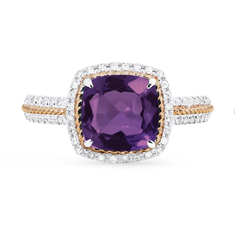 Fine design rings-14K White And Rose Gold,amethyst Ring