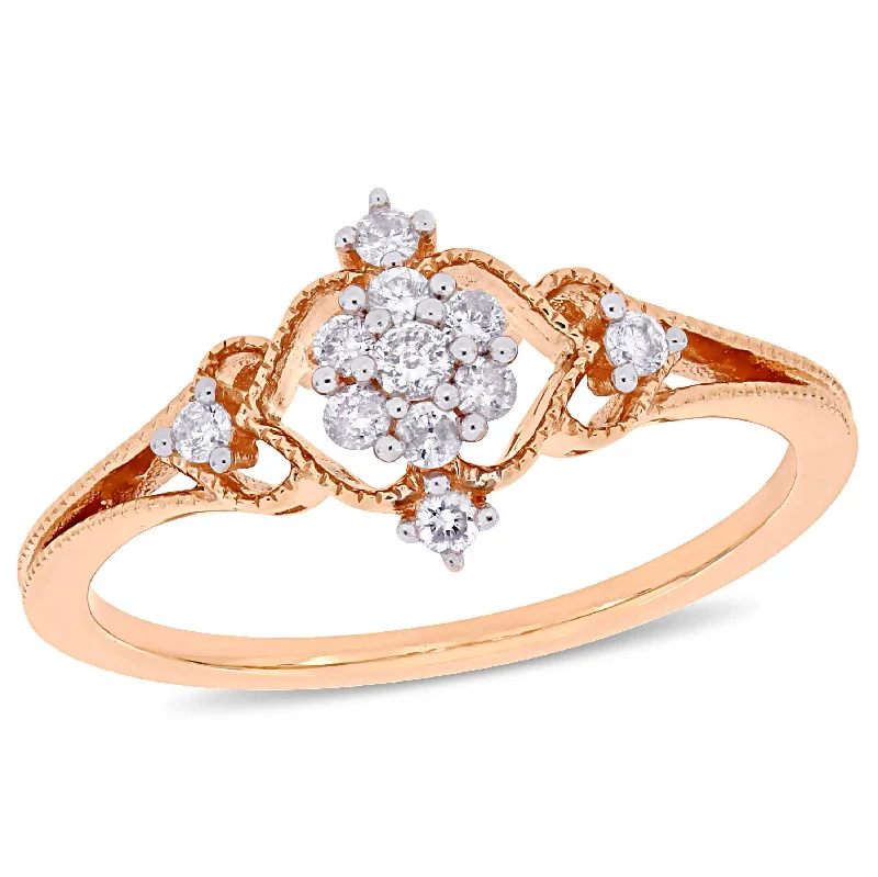 Gothic style rings-Mimi & Max 1/6ct TW Diamond Cluster Ring 10k Rose Gold