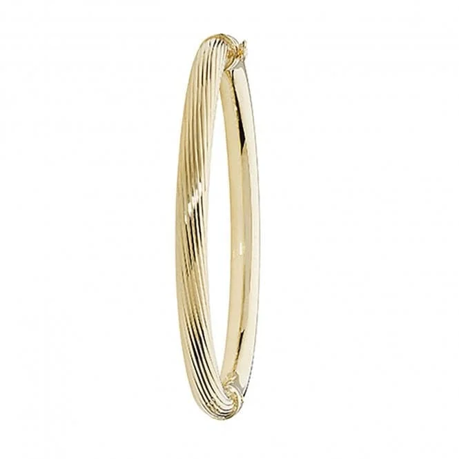 Solid chain bracelets-9Ct Yellow Gold Ladies Bangle with Hinged Design BN379