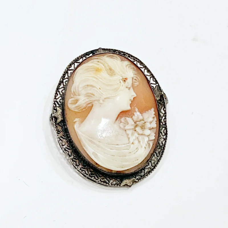 Wooden carved brooches-Estate Collection Brooch - Cameo