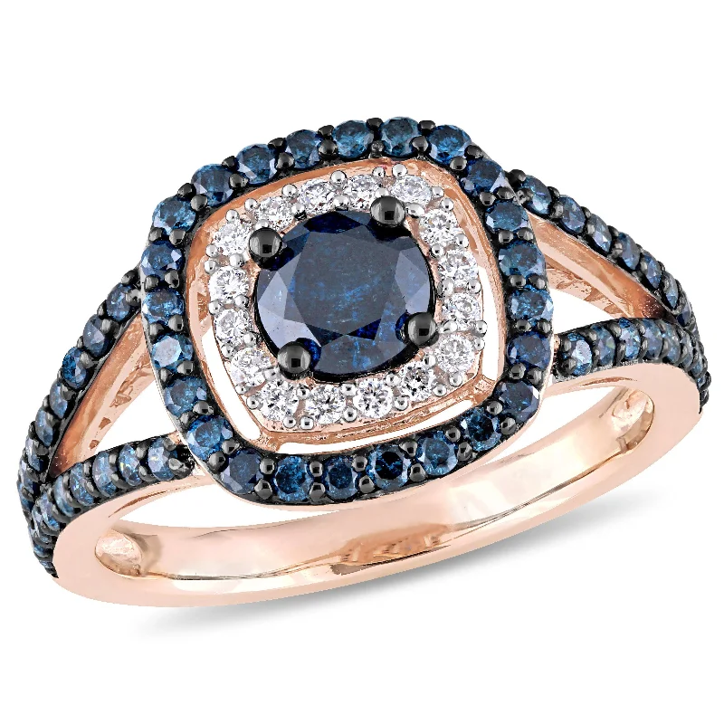 Oak grain rings-Mimi & Max 1 1/3ct TW Blue White Diamond Engagement Ring 10k Rose Gold