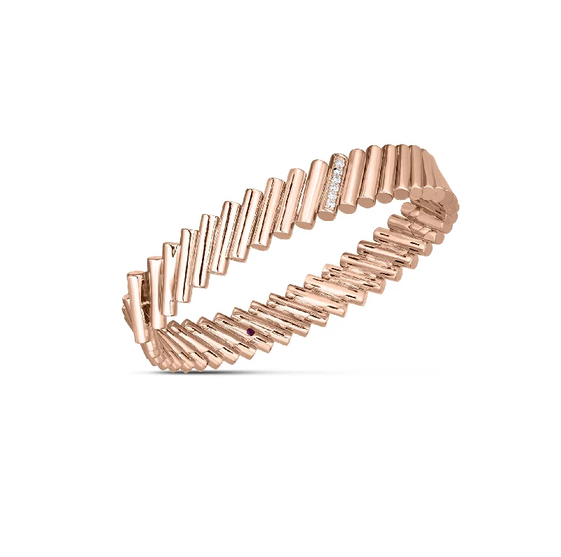 Tri-blend bracelets-Roberto Coin Domino 18K Rose Gold Diamond Bangle