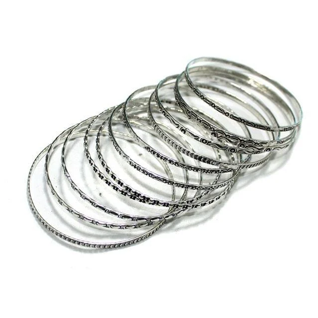 Small dot bangles-12 Pcs Bangle Base Silver 2x4