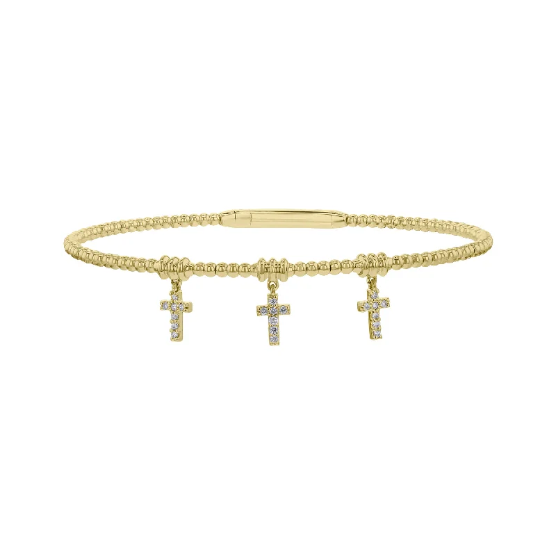 Multi-bead bangles-Blessed Trinity Cross Diamond Bangle