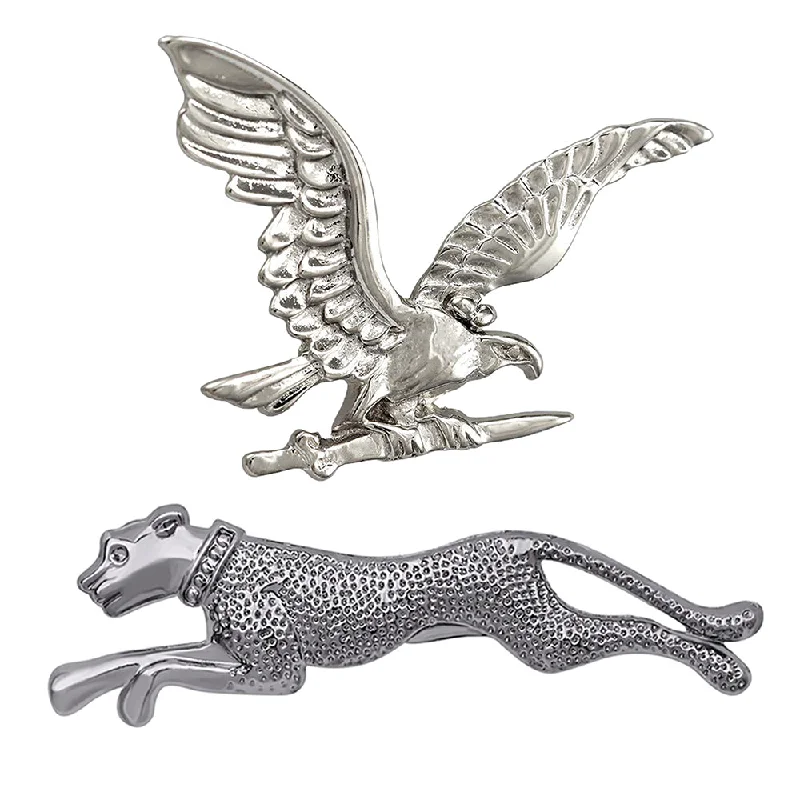 Layered design brooches-Mahi Combo of Jaugar and Flying Eagle Shaped Wedding Brooch / Lapel Pin for Men (CO1105507R)