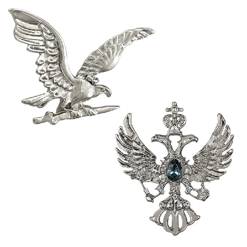 Locket style brooches-Mahi Combo of Flying Eagle Shaped Wedding Brooch / Lapel Pin with Blue Crystals for Men (CO1105456R)