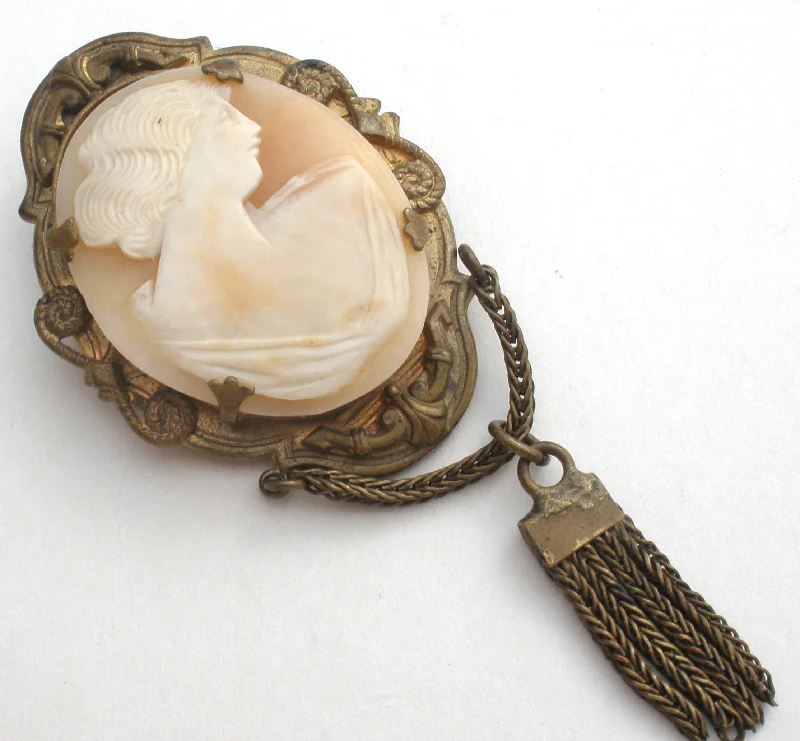 Spiral design brooches-Edwardian Lady Shell Cameo Brooch Pin Hand Carved