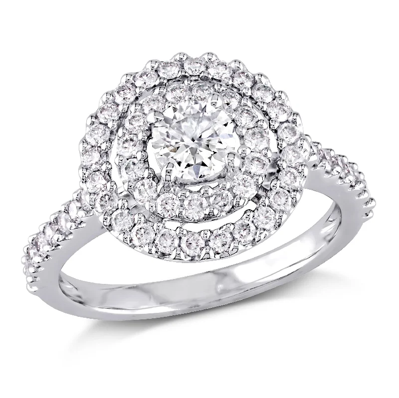 Old vow rings-Mimi & Max 1ct TW Diamond Ring Double Halo Engagement Ring 14k White Gold