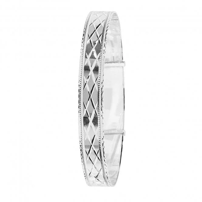 Raven motif bangles-Acotis Silver Expandable Bangle Round Dia Cut G4385