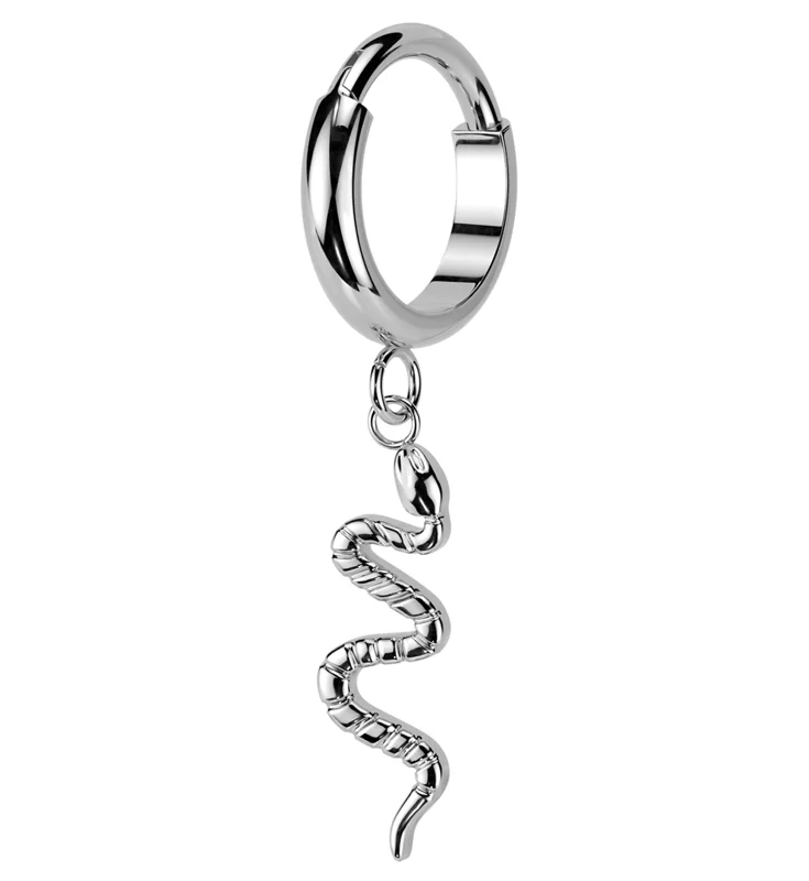 Flow shape rings-Dangle Snake Titanium Hinged Segment Ring