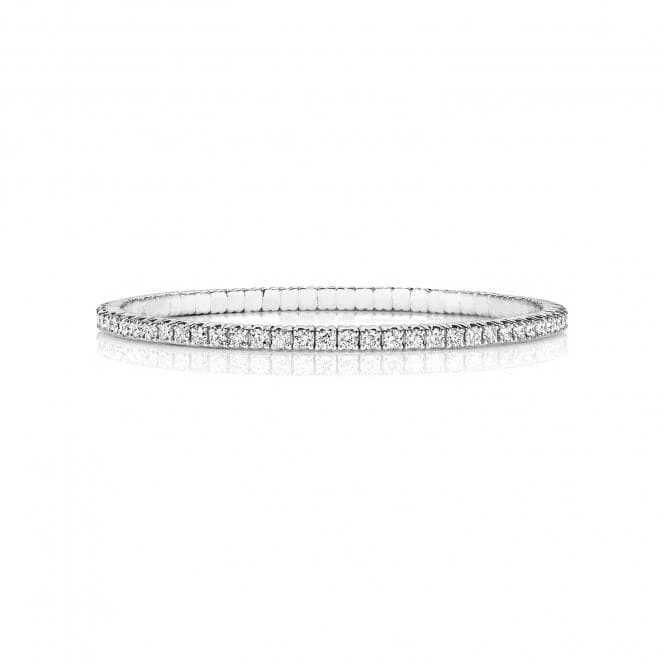 Solid gold bracelets-Diamond Jewellery 9ct White Gold Diamond Stretch Bangle BDQ108W