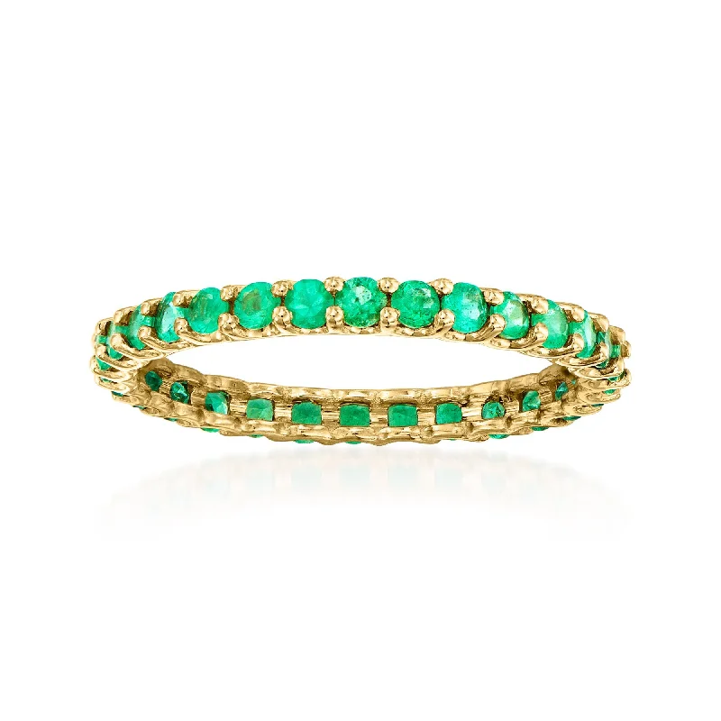 Tri-blend rings-Ross-Simons Emerald Eternity Band in 14kt Yellow Gold