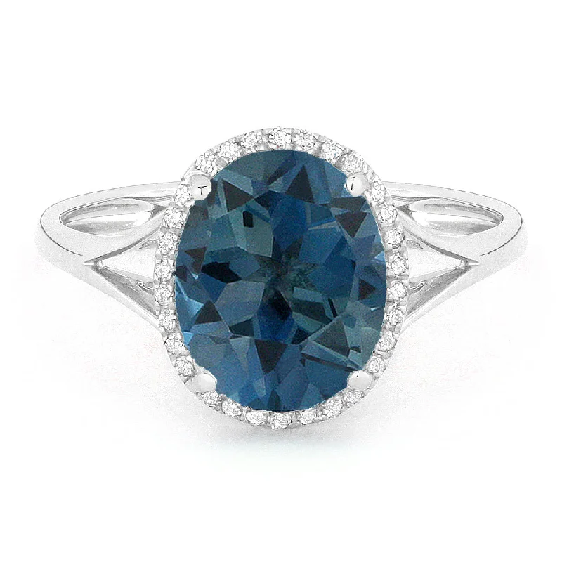 Pure star rings-14K White Gold,london Blue Topaz Ring