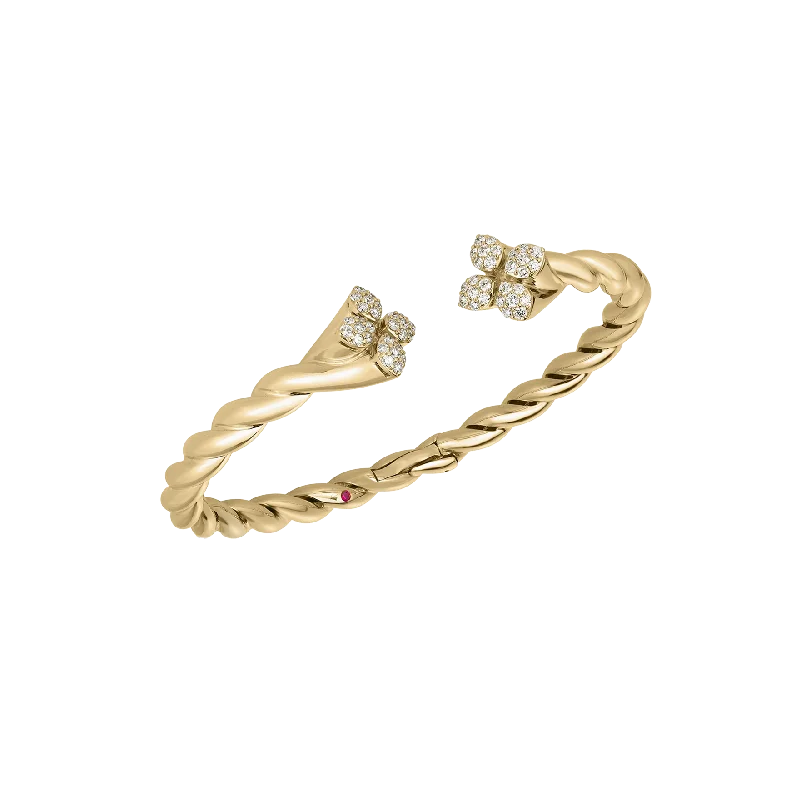 Pure crystal bangles-Roberto Coin Love in Verona Yellow Gold Twist Diamond Cuff