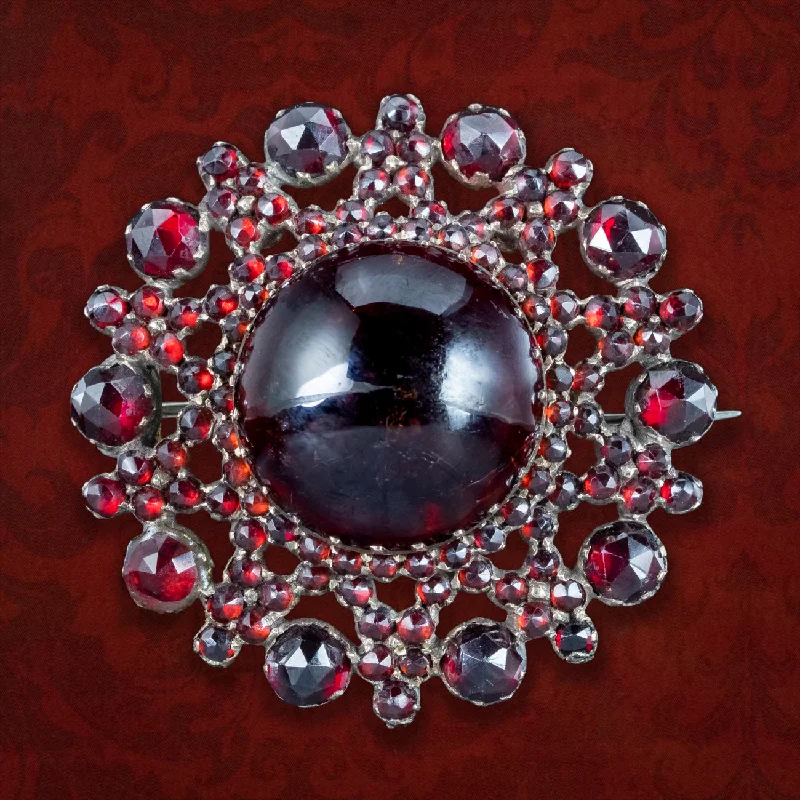 Evil eye brooches-Antique Victorian Bohemian Garnet Star Brooch